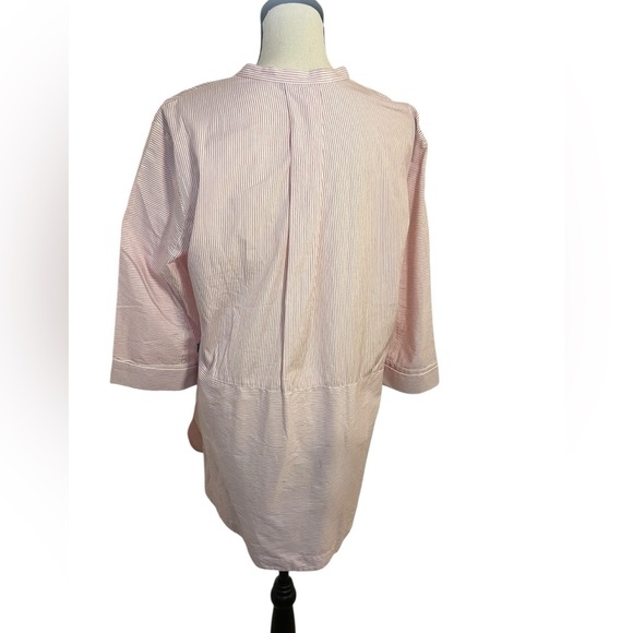 Vince button front tunic pin stripe red white 3/4 sleeve large - Picture 11 of 11
